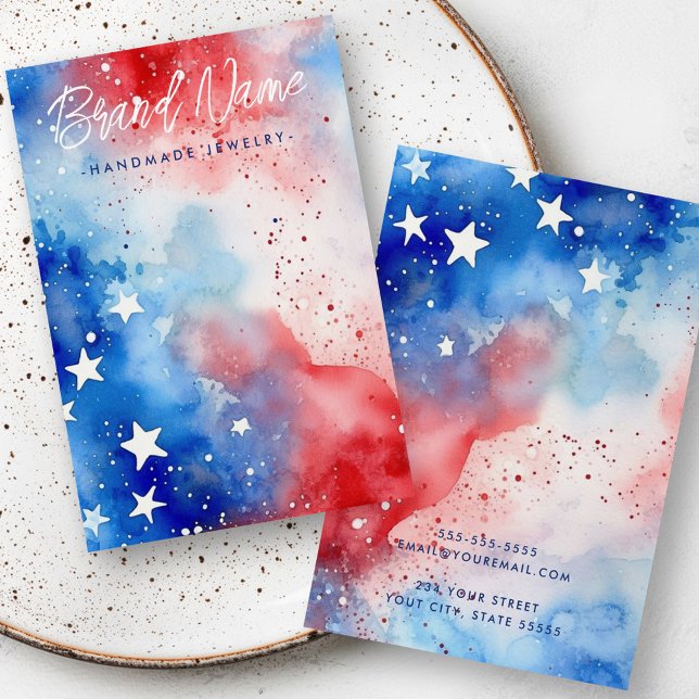 Patriotische Sterne Aquarellkarton Ohrkarte (Patriotic stars watercolor earring display card)