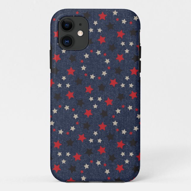Patriotische Sterne auf Denim Case-Mate iPhone Hülle (Rückseite)