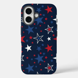 Patriotische Sterne auf navyblauem nahtlosem Muste iPhone 16 Hülle