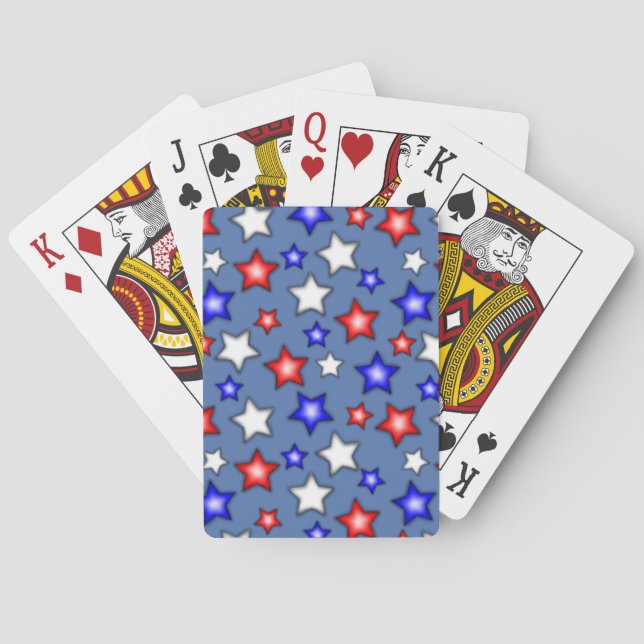 Patriotische Sterne - Blaue Spielkarten (Rückseite)