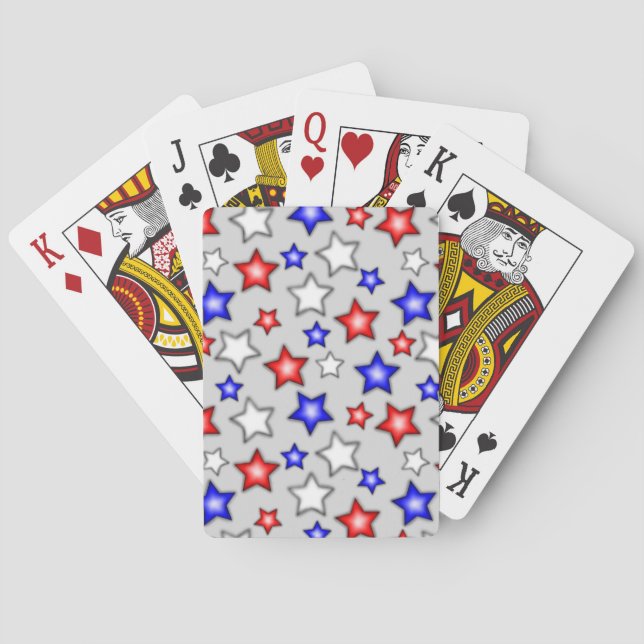 Patriotische Sterne - Hellgraue Spielkarten (Rückseite)