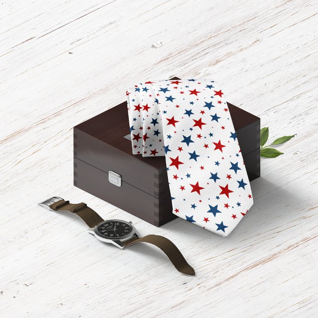 Patriotische Sterne im roten, weißen und blauen Mu Krawatte (Patriotic Stars in Red White and Blue Pattern Neck Tie)