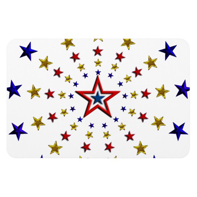 Patriotische Sterne Muster Red Gold Blue Flexible Magnet (Horizontal)