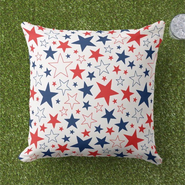 Patriotische Sterne Outdoor Kissen (Gras)
