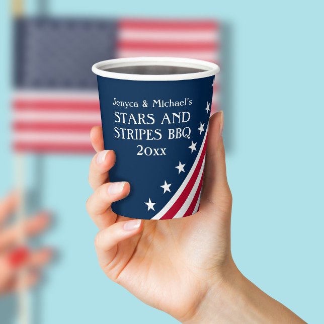 Patriotische Sterne Streifen Red White Paper Cups Pappbecher (Also available in a smaller 8oz)