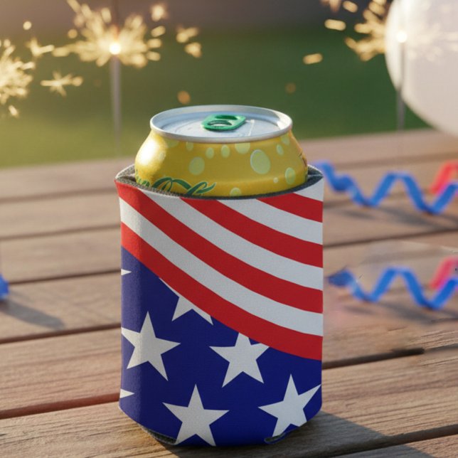 Patriotische Sterne Streifen Rotes Weiß Blau Dose  Dosenkühler (Keep your drinks ice-cold and show your American pride this Independence Day. Perfect for BBQs)