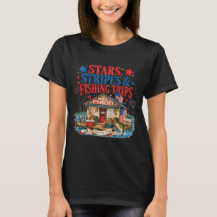 Patriotische Sterne Streifen und Angelausflüge T-Shirt