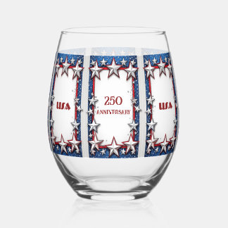 Patriotische Sterne Streifen USA 250. Jubiläum Chi Weinglas Ohne Stiel