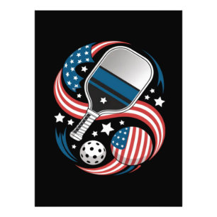 Patriotische Sterne Streifen USA-Flagge Pickleball Fotodruck