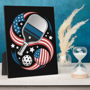 Patriotische Sterne Streifen USA-Flagge Pickleball Fotoplatte
