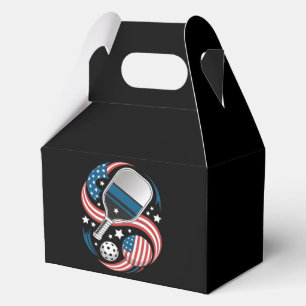 Patriotische Sterne Streifen USA-Flagge Pickleball Geschenkschachtel