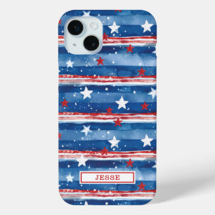 Patriotische Sterne und Streifen monogrammiert Case-Mate iPhone Hülle