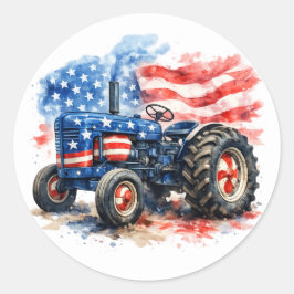 Patriotische Sterne und Streifen Traktor Runder Aufkleber