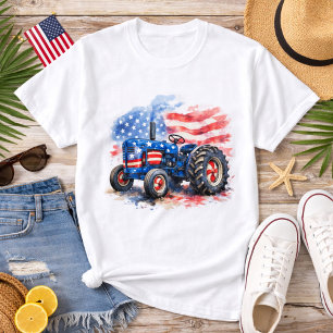 Patriotische Sterne und Streifen Traktor T-Shirt