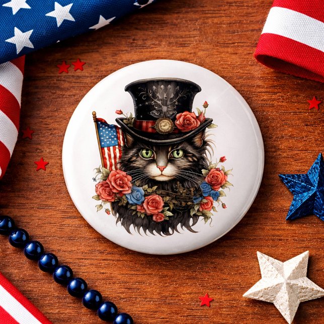 Patriotische Sternenbanner-Katze Button (Von Creator hochgeladen)