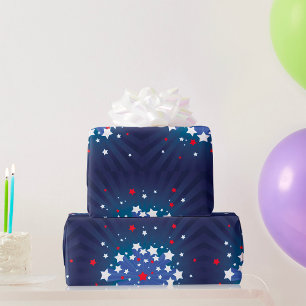 Patriotische Sternexplosion Red White und Blue USA Geschenkpapier