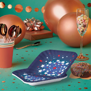 Patriotische Sternexplosion Red White und Blue USA Pappteller