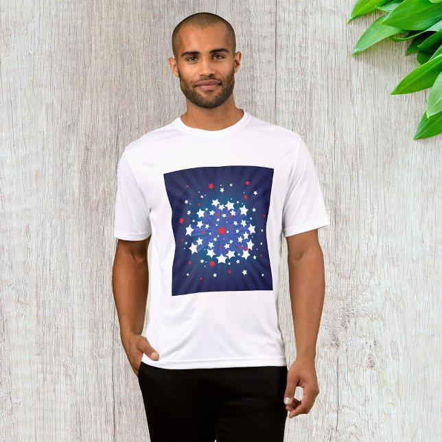 Patriotische Sternexplosion Red White und Blue USA T-Shirt (Von Creator hochgeladen)