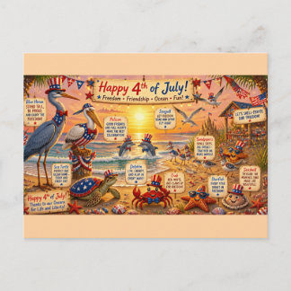 Patriotische Strandmeereslebewesen Postkarte
