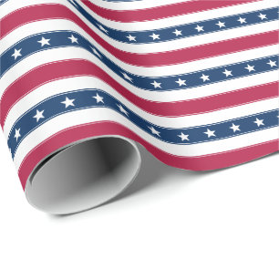 Patriotische Streifen und Sterne (in kleinem Maßst Geschenkpapier