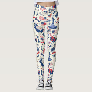 Patriotische Symbole - Freiheitsstatue, Flagge (2) Leggings