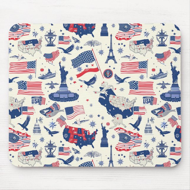 Patriotische Symbole - Freiheitsstatue, Flagge (2) Mousepad (Vorne)