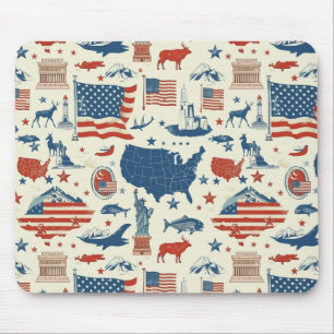 Patriotische Symbole - Freiheitsstatue, Flagge (3) Mousepad