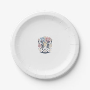 Patriotische tanzende Skelette Feuerwerk 4. Juli Pappteller