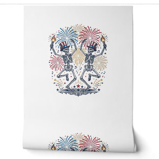 Patriotische tanzende Skelette Feuerwerk 4. Juli Tapete