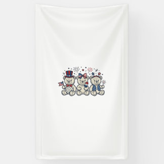 Patriotische Teddybären Vintage Gravur Vektor Des Banner