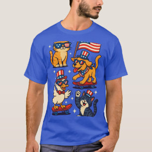 Patriotische Tiere 'Merica - Lustige 4. Juli Haust T-Shirt