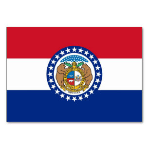 Patriotische Tischkarte mit der Flagge von Missour Tischnummer