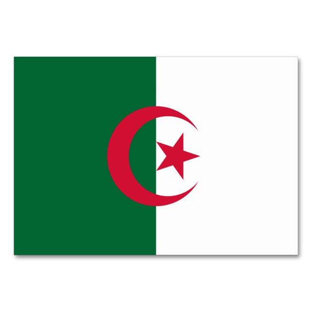 Patriotische Tischkarte mit Flagge Algeriens Tischnummer (Rückseite)