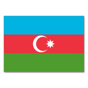 Patriotische Tischkarte mit Flagge Aserbaidschans Tischnummer