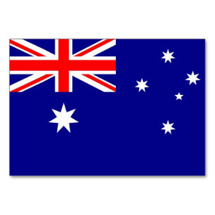 Patriotische Tischkarte mit Flagge Australiens Tischnummer