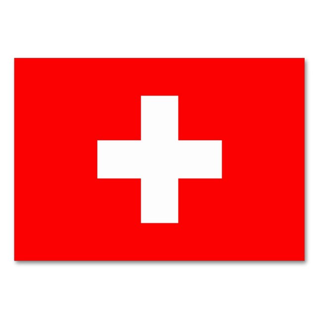 Patriotische Tischkarte mit Flagge der Schweiz Tischnummer (Rückseite)