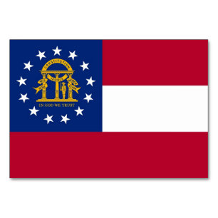 Patriotische Tischkarte mit Flagge Georgiens Tischnummer