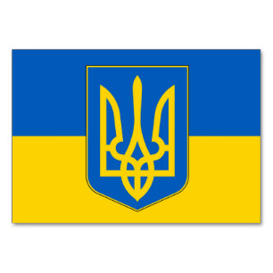 Patriotische Tischkarte mit Flagge in der Ukraine Tischnummer