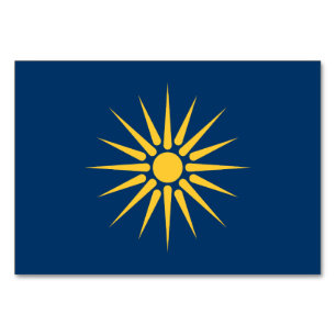 Patriotische Tischkarte mit Flagge Mazedoniens Tischnummer