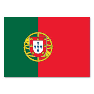 Patriotische Tischkarte mit Flagge Portugals Tischnummer