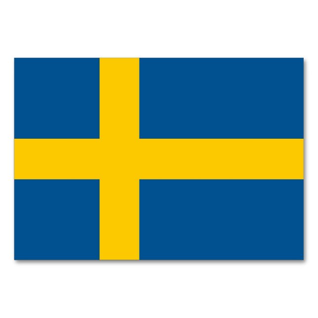 Patriotische Tischkarte mit Flagge Schwedens Tischnummer (Rückseite)