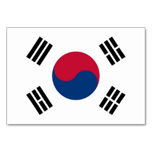 Patriotische Tischkarte mit Flagge Südkoreas Tischnummer