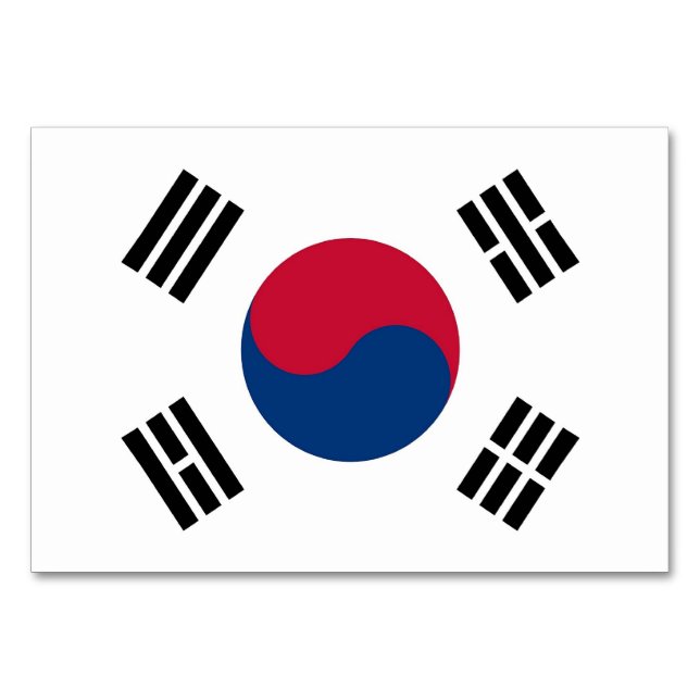 Patriotische Tischkarte mit Flagge Südkoreas Tischnummer (Rückseite)