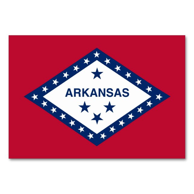 Patriotische Tischkarte mit Flagge von Arkansas Tischnummer (Vorderseite)