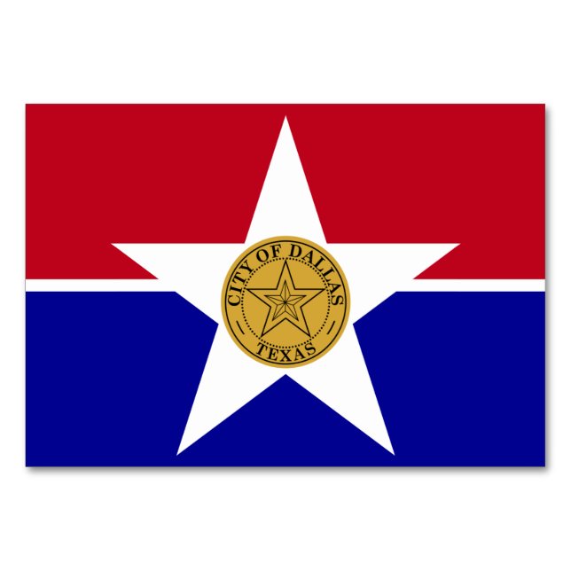 Patriotische Tischkarte mit Flagge von Dallas Tischnummer (Vorderseite)