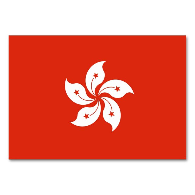 Patriotische Tischkarte mit Flagge von Hong Kong Tischnummer (Vorderseite)