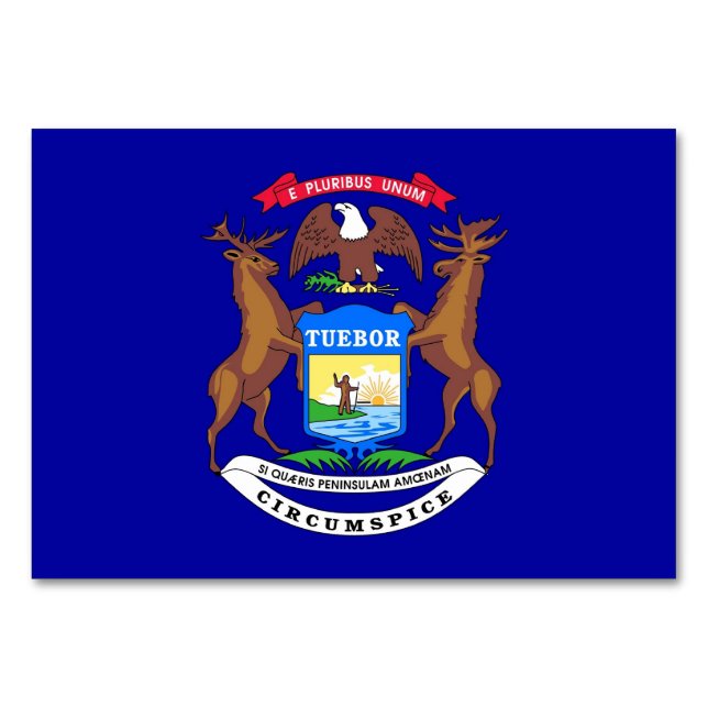 Patriotische Tischkarte mit Flagge von Michigan Tischnummer (Vorderseite)