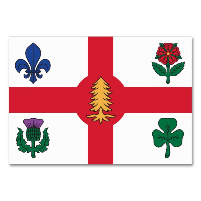 Patriotische Tischkarte mit Flagge von Montreal Tischnummer (Vorderseite)