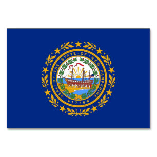 Patriotische Tischkarte mit Flagge von New Hampshi Tischnummer