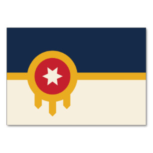 Patriotische Tischkarte mit Flagge von Tulsa City Tischnummer